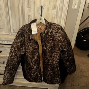 Kim Rogers Brown Leopard Print Puffer Jacket
